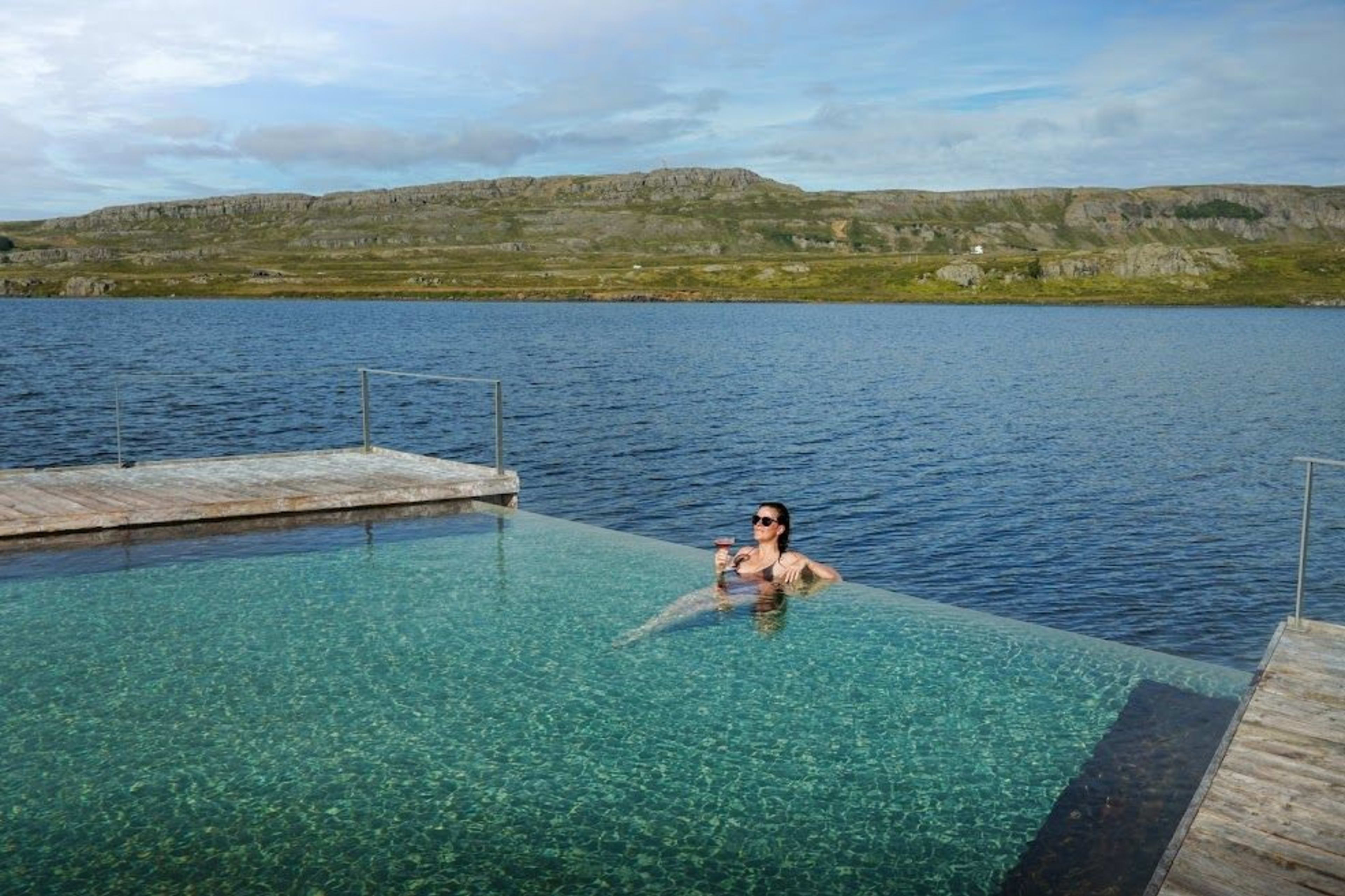 woman at vok baths surrounded by nature